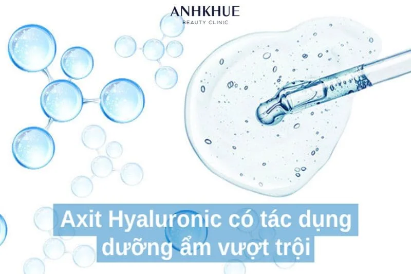 Hyaluronic Acid (HA) có khả năng hấp thụ và giữ nước tới 1000 lần trọng lượng của nó, tạo một lớp màng dưỡng ẩm trên bề mặt da và giữ cho da không bị mất nước