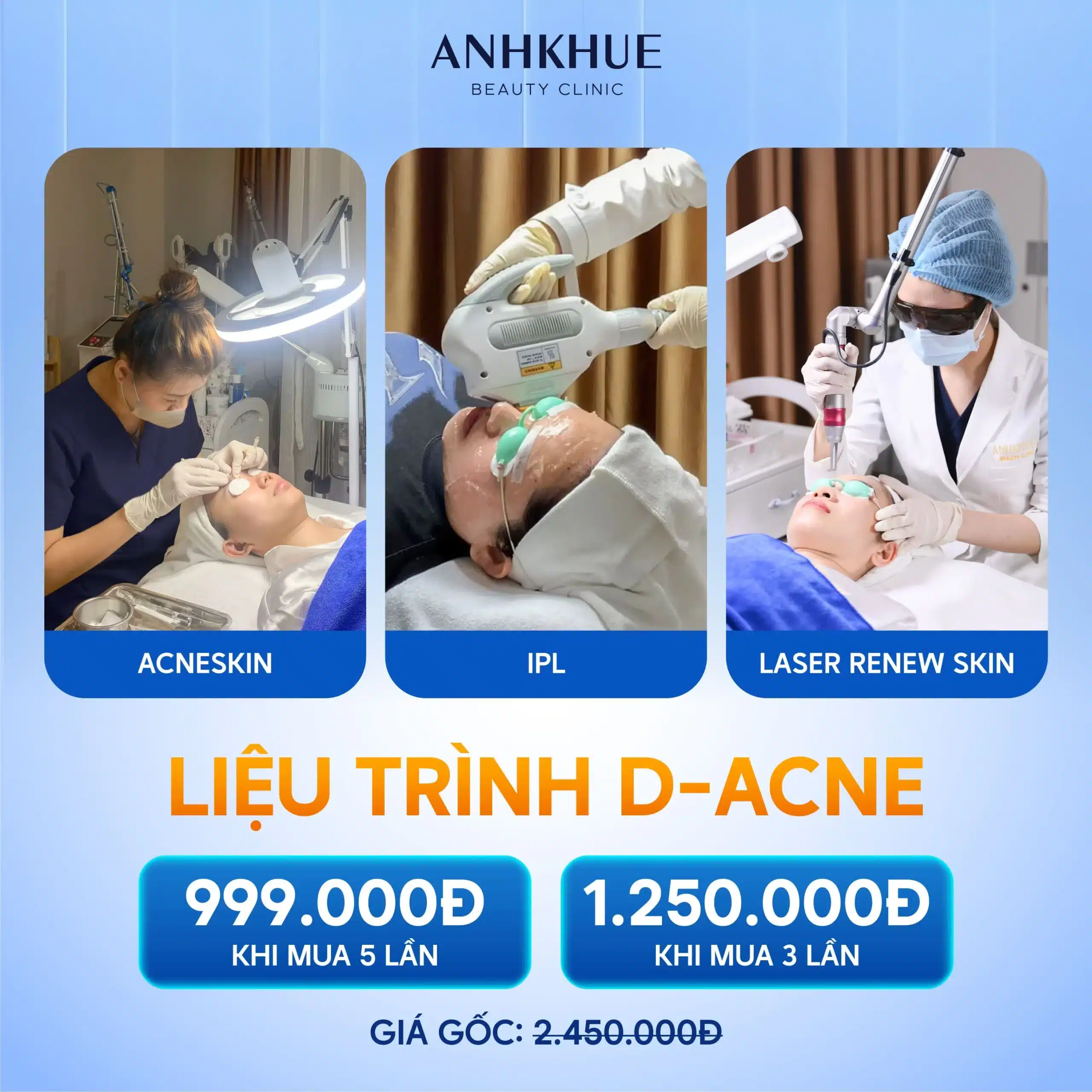 Combo D-ACNE trị mụn chuyên sâu, kháng viêm, tái tạo da, ngừa sẹo thâm mụn